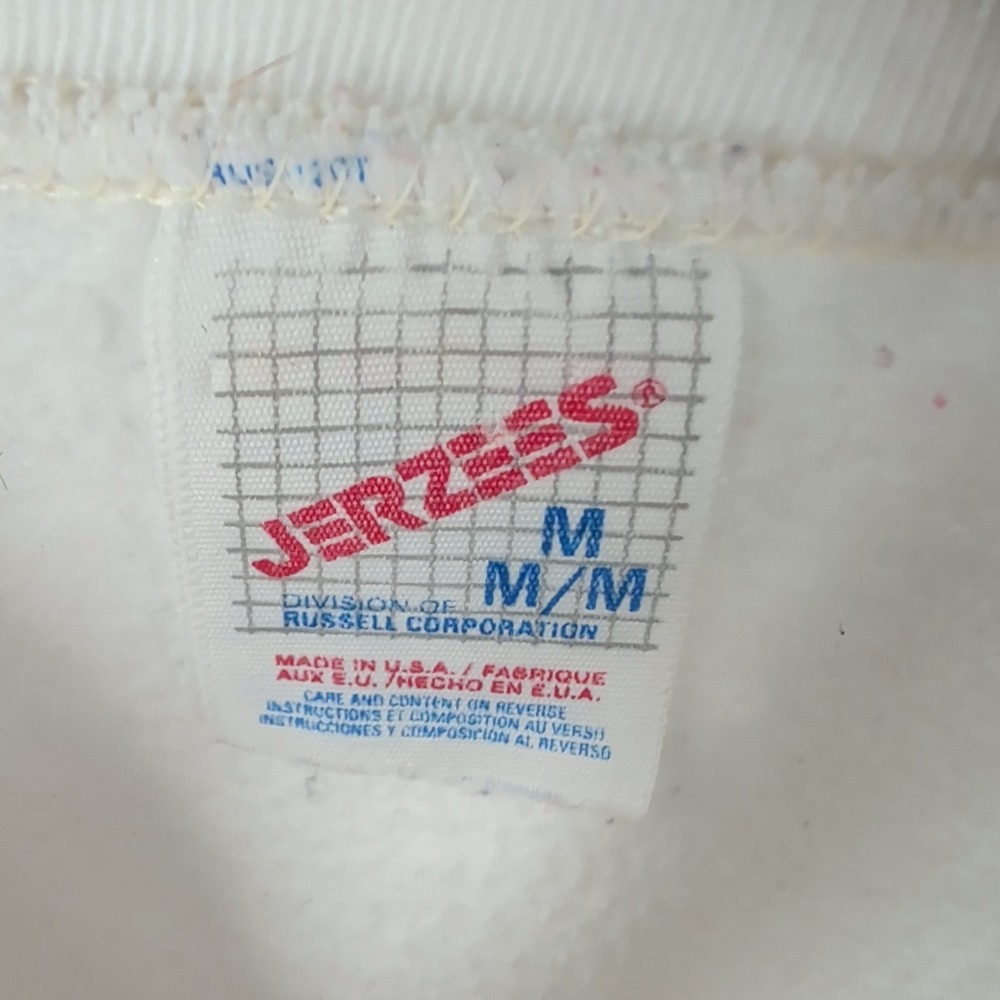 Vintage Y2K Jerzees Cute Bear Outdoor Graphic Pullover Sweatshirt White Size M - Picture 7 of 10